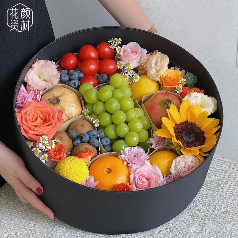 Christmas Sunshine Rose Moon Cake Packaging Box Round Fruit Flower Gift Box Floral Gift Snack Gift Box - Image 4